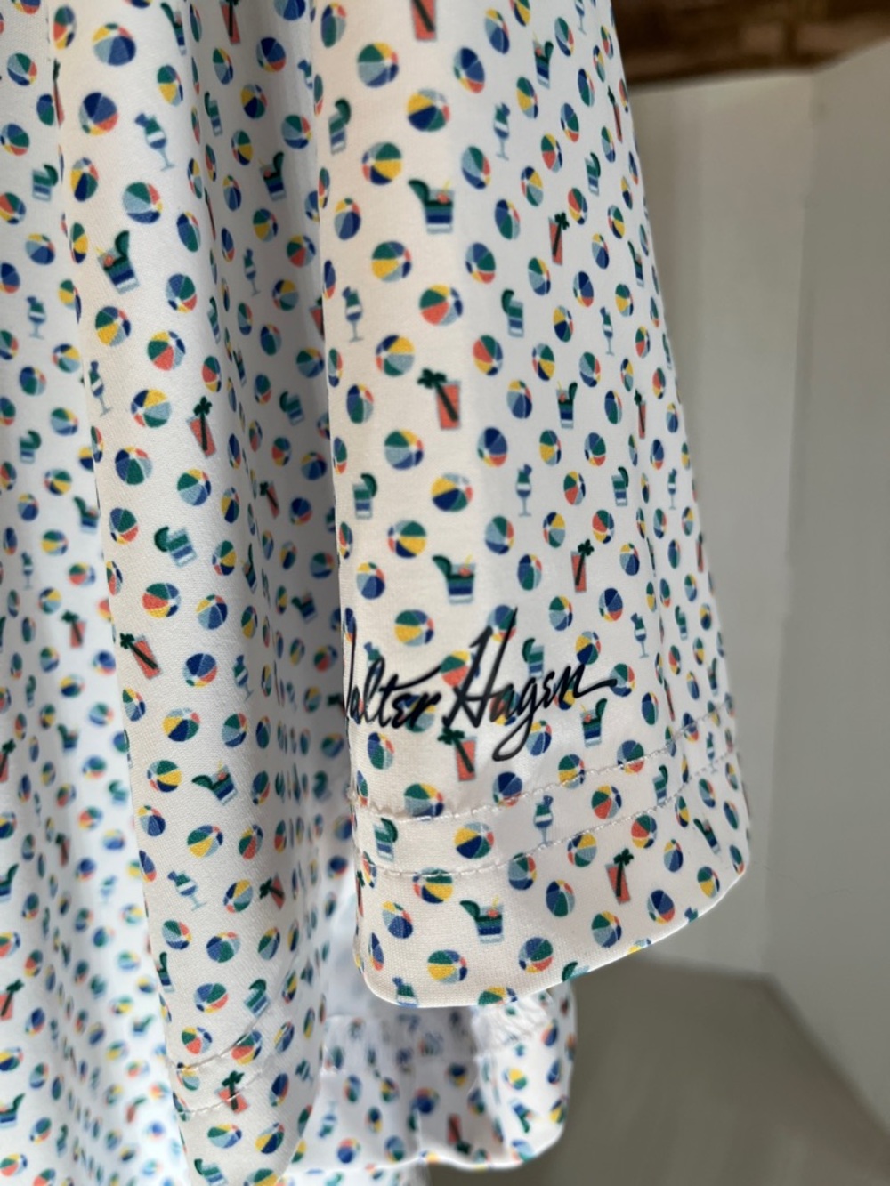 Men's White Multi-Print Polo Shirt Walter Hagen 2X Performance 11 Made in Peru - Picture 5 of 7